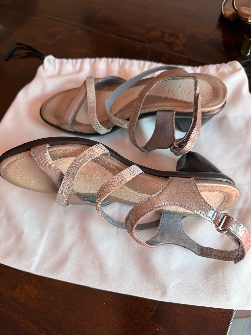 Naot Metallic Strappy Sandals - silver